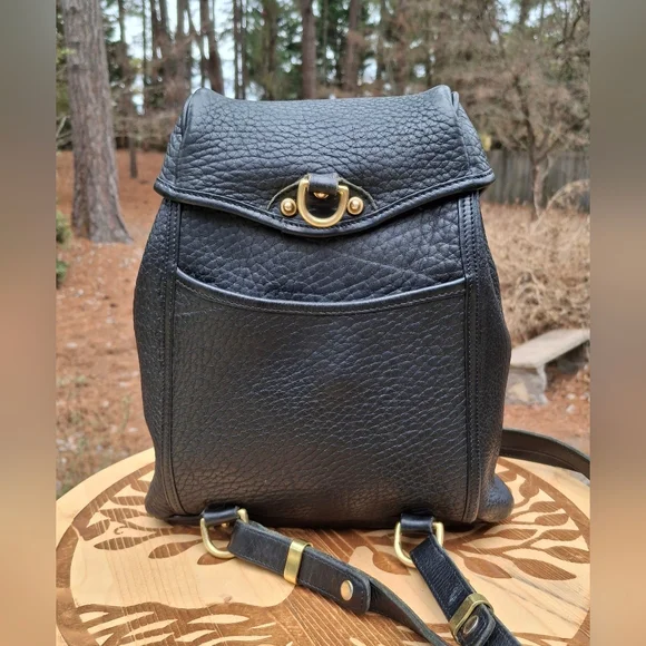 Vintage Dooney & Bourke Black AWL Pebbled Leather Mini Canyon Backpack - Picture 4 of 14